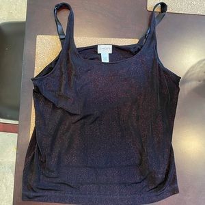 Chico’s Travelers Black Tank Top With Red Sparkles